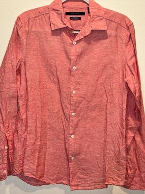 Men's linen Coral Button-Up Shirt